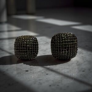 Elegant Green and Silver Stud Earrings